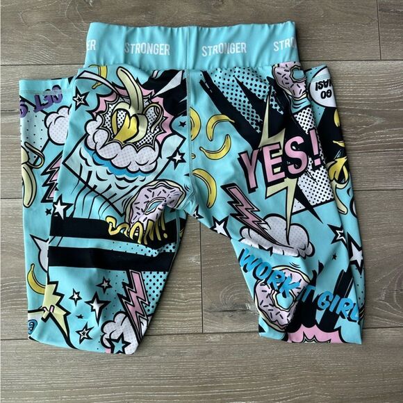 STRONGER | Graphic Blue Pop workout gym Leggings - Picture 3 of 3